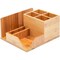 Bamboo Desk Organizer, Wooden Desk Accessories Workspace Organizers, Holder for Pencils, Pens, Tabletop Storage with 7 Compartments for Office Supplies, Home (8x7.5 In)